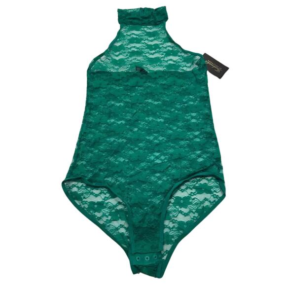 Frederick's of Hollywood Margarita Lace Teddy Bodysuit Green NWT - Picture 1 of 7